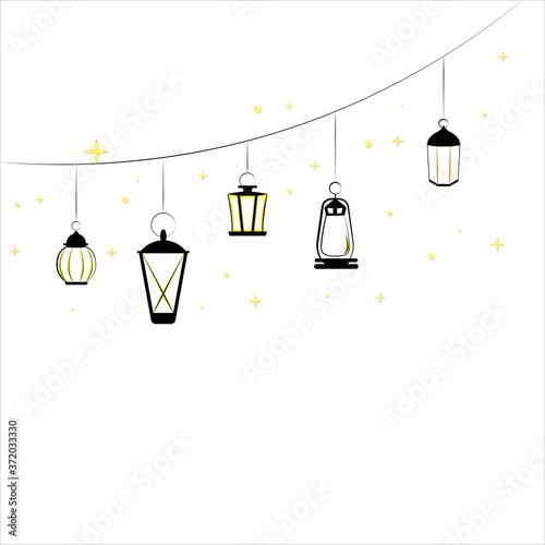 Illustration of a set of different lighting fixtures.