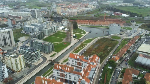 City of Aveiro. The Venice of Portugal. Aerial Drone Footage