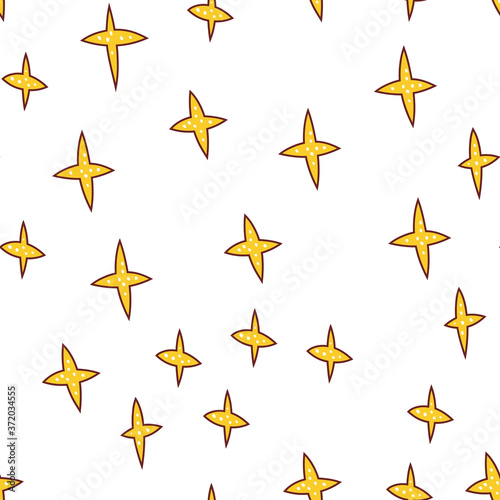 Abstract seamless pattern with Brush Strokes geometric star elements. Beautiful modern texture with chaotic painted shapes. Monochrome background for your design.