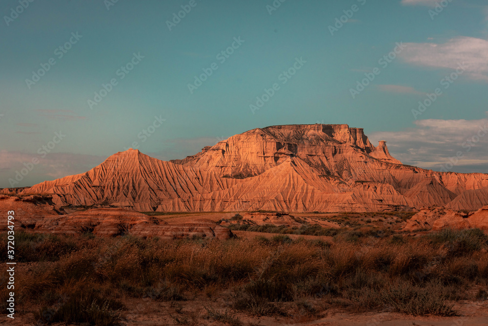 Fototapeta premium Badlans of Navarre (Bardenas Reales de Navarra) dessert at the south of Basque Country.