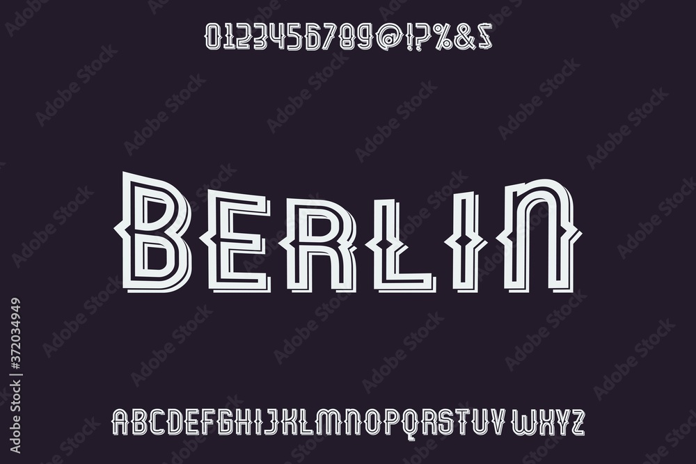 alphabet design, typeface vector, vintage font, white style background