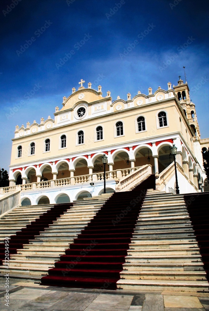 Fototapeta premium Greece, Tinos island, the church of Virgin Mary at the main town of Tinos.