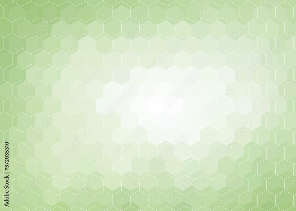 Light green hexagon background, mosaic mint white gradient soft colors vector backdrop