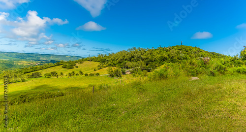 A panorama view across the highlands on the Atlantic coast of Barbados