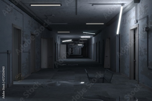 Post apacalypse corridor of the secret laboratory © denisik11