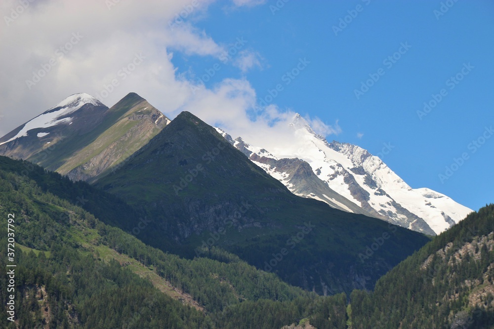 Mountain landscape  and the famous Grossglockner High Alpine Road.  Hohe Tauern National Park, Austria, Europe.