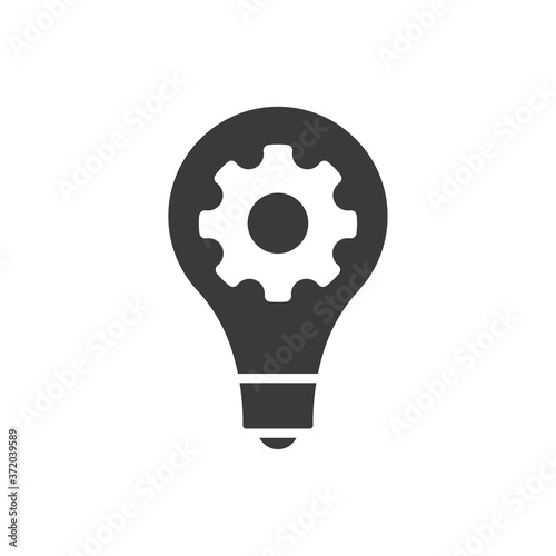 Vector innovation icon. Light bulb and cog inside. Premium quality graphic design element. Modern sign, flat pictogram, glyph symbol, simple icon