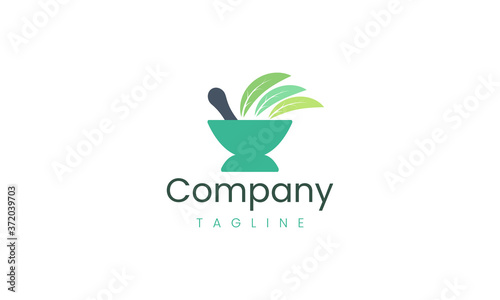 Medicine bowl logo design template suitable for pharmacy