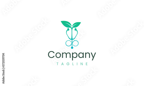 Stethoscope logo design template, stethoscope and leaf shape