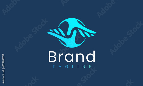 Charity logo design template. Vector shape of a hand in circle