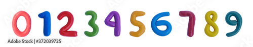 Fotografie colored numbers from plasticine on a white background