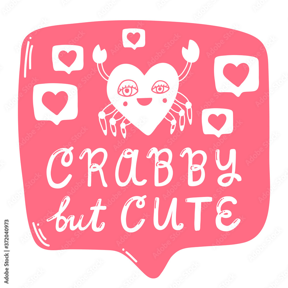 Hand Drawn vector illustration of like sign with cute heart shaped Crab. Design for Flyers, Placards, Posters, Invitations, Brochures, social post. Artistic Creative Template. Abstract Modern Style Hand Drawn vector illustration of like sign with cute heart shaped Crab. Design for Flyers, Placards, Posters, Invitations, Brochures, social post. Artistic Creative Template. Abstract Modern Style
