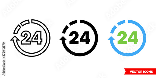 24 icon icon of 3 types color, black and white, outline. Isolated vector sign symbol.