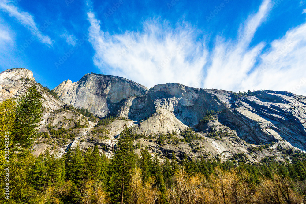 Views of Yosemite National Park on a sunny day 