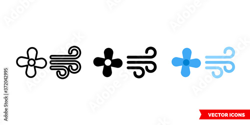 Air conditioning icon of 3 types color, black and white, outline. Isolated vector sign symbol.