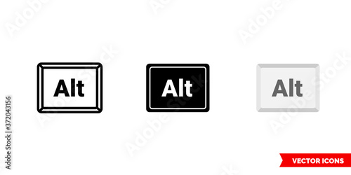 Alt button icon of 3 types color, black and white, outline. Isolated vector sign symbol.