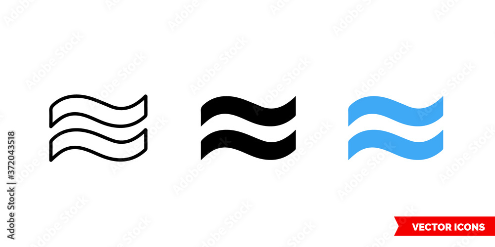 Approximately equal symbol icon of 3 types color, black and white, outline. Isolated vector sign symbol.