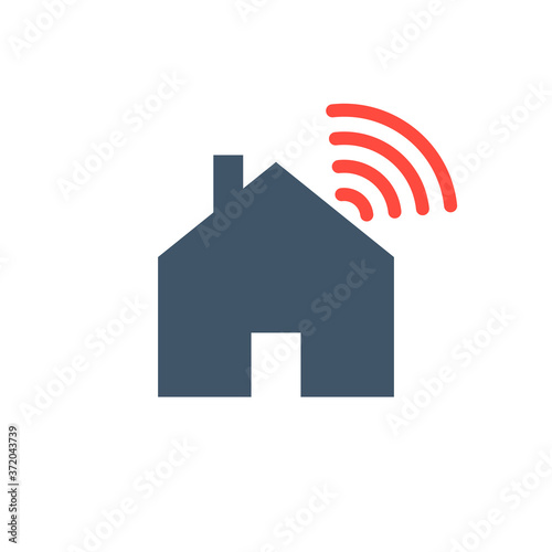 Smart home icon. Wireless house sign. Home automation app symbol. Home control vector logo template, house logo, wifi emblem, internet services mobile application, signalling system theft protection.