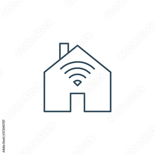 Smart home icon. Wireless house sign. Home automation app symbol. Home control vector logo template, house logo, wifi emblem, internet services mobile application, signalling system theft protection.
