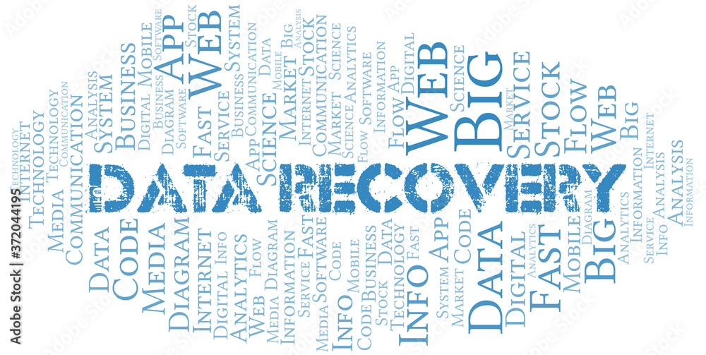 Data Recovery vector word cloud, made with text only. Data Recovery vector word cloud, made with text only.