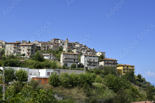 Panoramic view of Grisolia, a rural village in the mountains of the Calabria region.