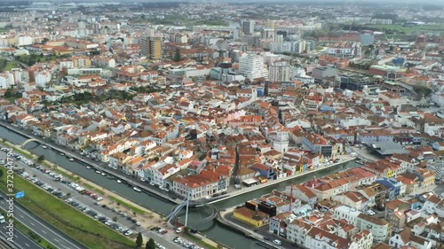 Aveiro, historical village of Portugal. Aerial Drone Footage