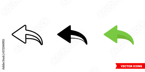 Back icon of 3 types color, black and white, outline. Isolated vector sign symbol.
