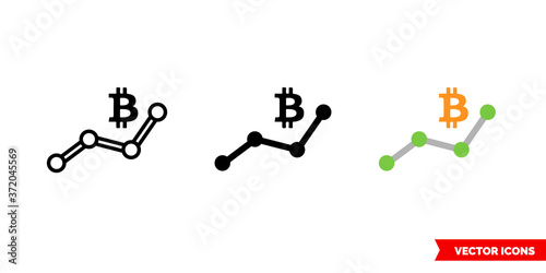 Bitcoin coinmarketcap icon of 3 types color  black and white  outline. Isolated vector sign symbol.