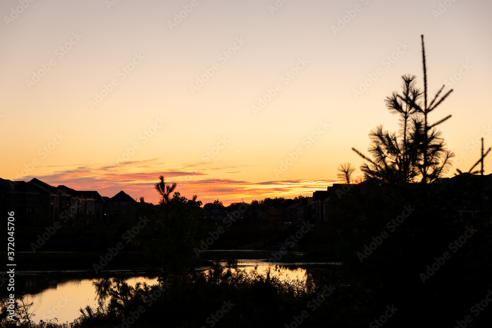 Milton Mississauga brampton peel toronto region city sunrise skyline in Ontario Canada Milton Mississauga brampton peel toronto region city sunrise skyline in Ontario Canada
