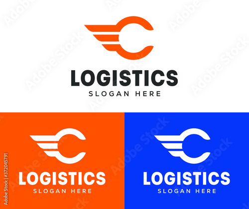 C Letter with Fast icon, logo, Speed, Wings, Moving and Quick, Digital and Technology. Your Business, Company or Corporate identity