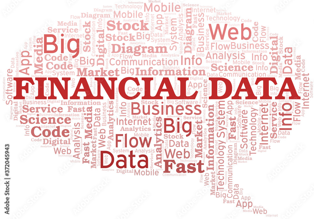 Financial Data vector word cloud, made with text only.