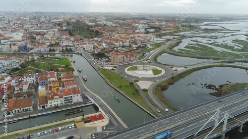 Aveiro, historical village of Portugal. Aerial Drone Footage