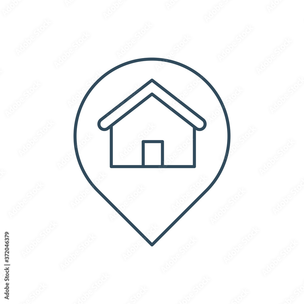 Home Icon Pin. Find your location. Navigate, gps. Vector illustration isolated Home Icon Pin. Find your location. Navigate, gps. Vector illustration isolated