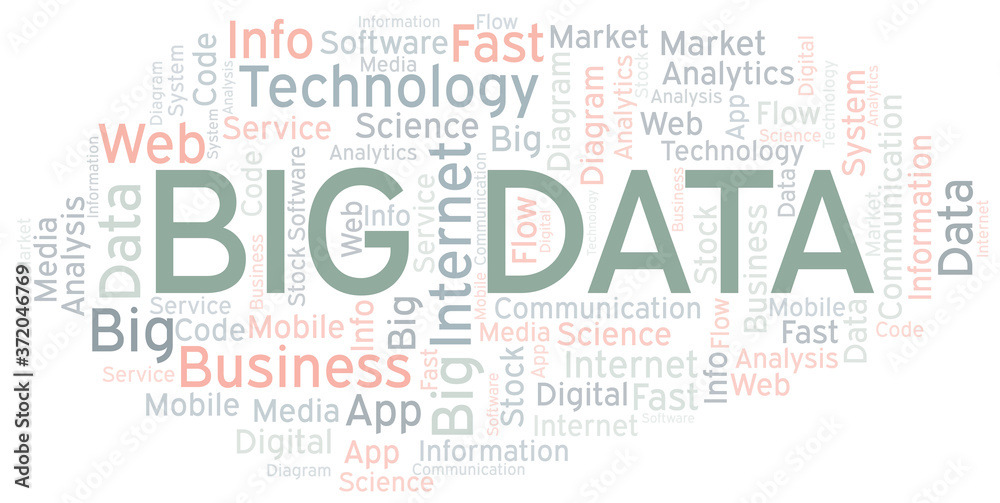 Obraz premium Big Data vector word cloud, made with text only.