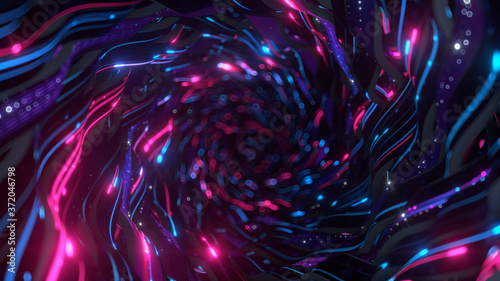 Blue pink neon wormhole 3D ...