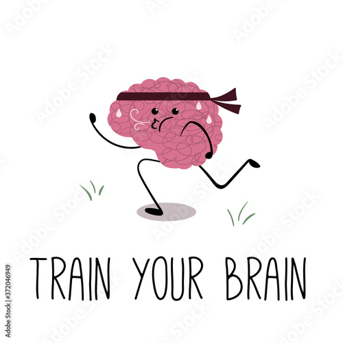 The brain is trying to get stronger. Vector illustration dedicated to World Mental Health Day.