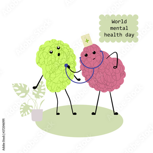 Vector illustration dedicated to World Mental Health Day.