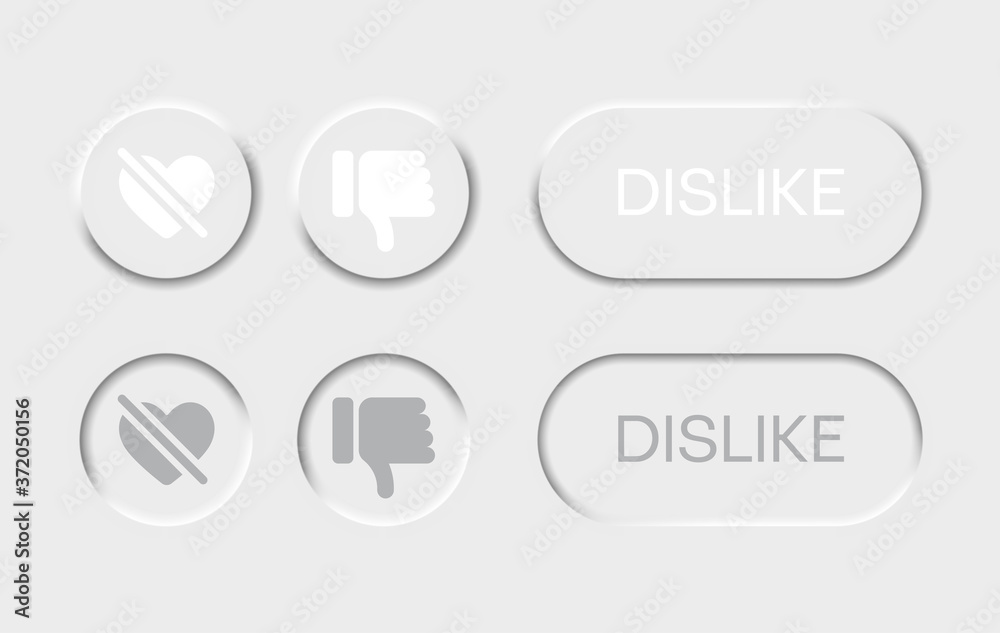 Neomorphism dislike icons. Icons for YouTube channel. Neomorphic clean minimal buttons. UI design. Neomorphism dislike icons. Icons for YouTube channel. Neomorphic clean minimal buttons. UI design.