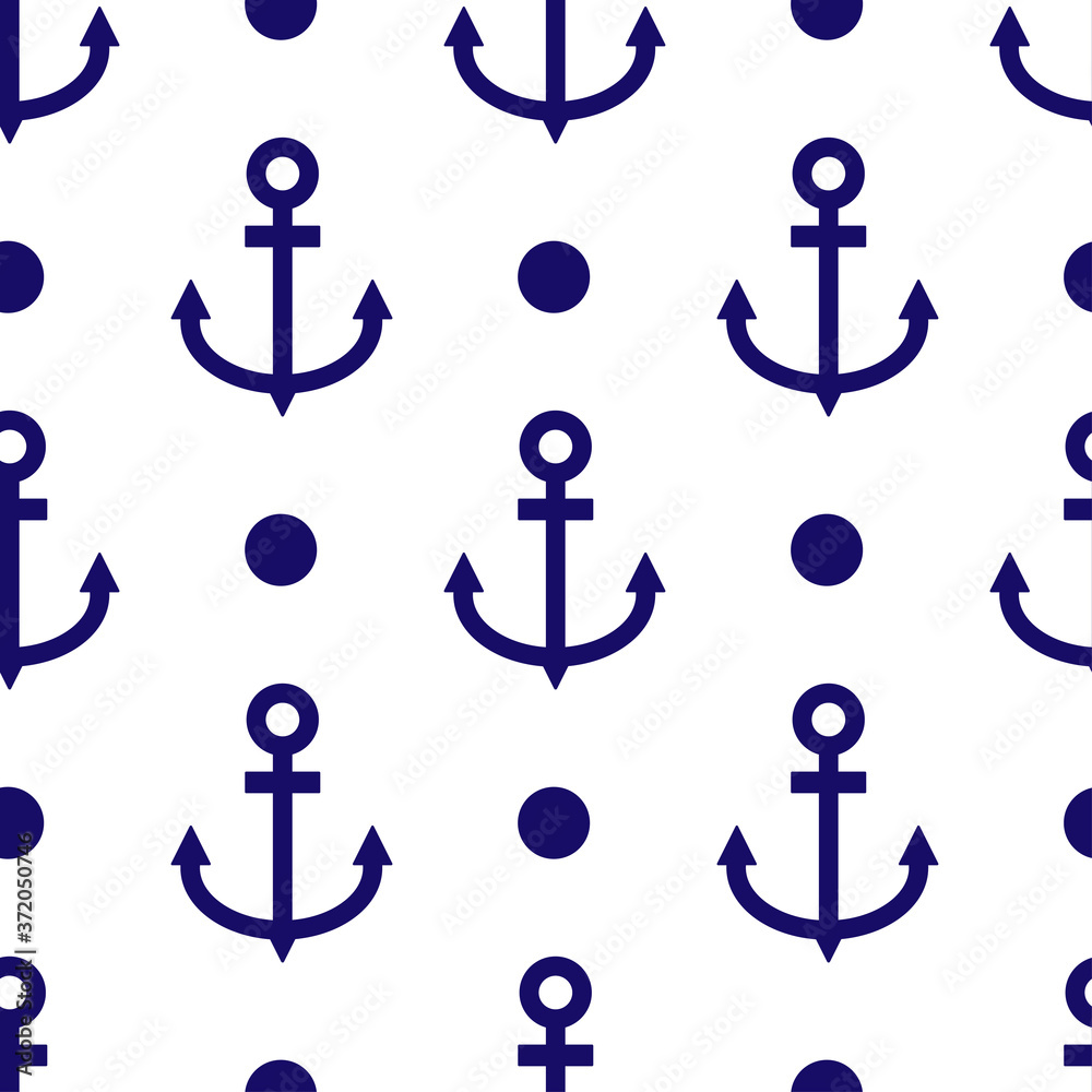 Blue Anchor icon isolated seamless pattern on white background. Vector Blue Anchor icon isolated seamless pattern on white background. Vector