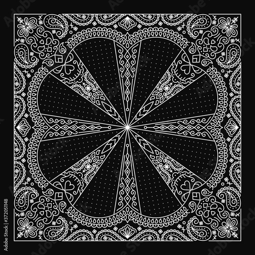 Bandana Paisley Ornament Design with abstract skulls ornament