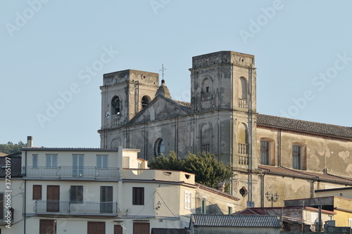 View of Montepaone with its main church titled to Immaculate Mary (Calabria, Italy)