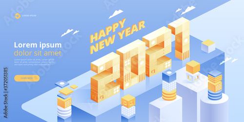 2021 Happy New Year Innovative digital technology