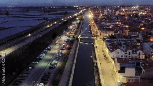 Aveiro, historical village of Portugal. Aerial Drone Footage