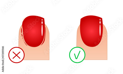 Manicure errors. How to remove nail polish from nails, manicure guide. Cosmetology illustrations