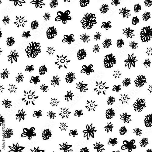 Decorative seamless pattern with hand drawn roses. Hand painted grungy ink doodle flowers. Trendy endless texture for digital paper  fabric  backdrops  wrapping