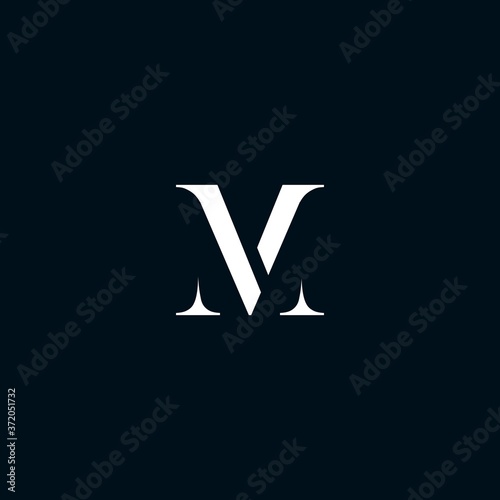simple m and v letter logos