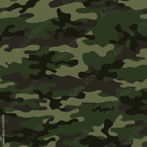 Green army camouflage seamless vector pattern stylish classic design for printing clothing, fabric. photo