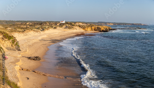 Looking towards the lighthouse, through the beach, at Vila Nova Milfontes