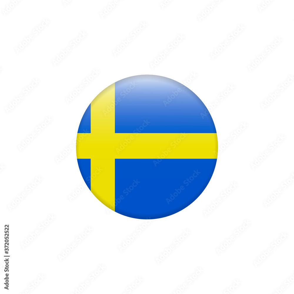 Flag of Sweden, swedish flag glossy button