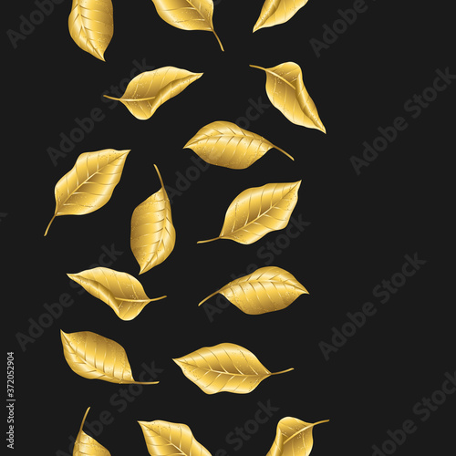 Seamless floral pattern with gold autumn foliage.